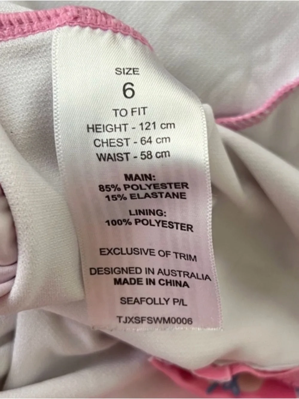 Seafolly Pink Girls' Long-Sleeve One-Piece Rashguard with Beach Print